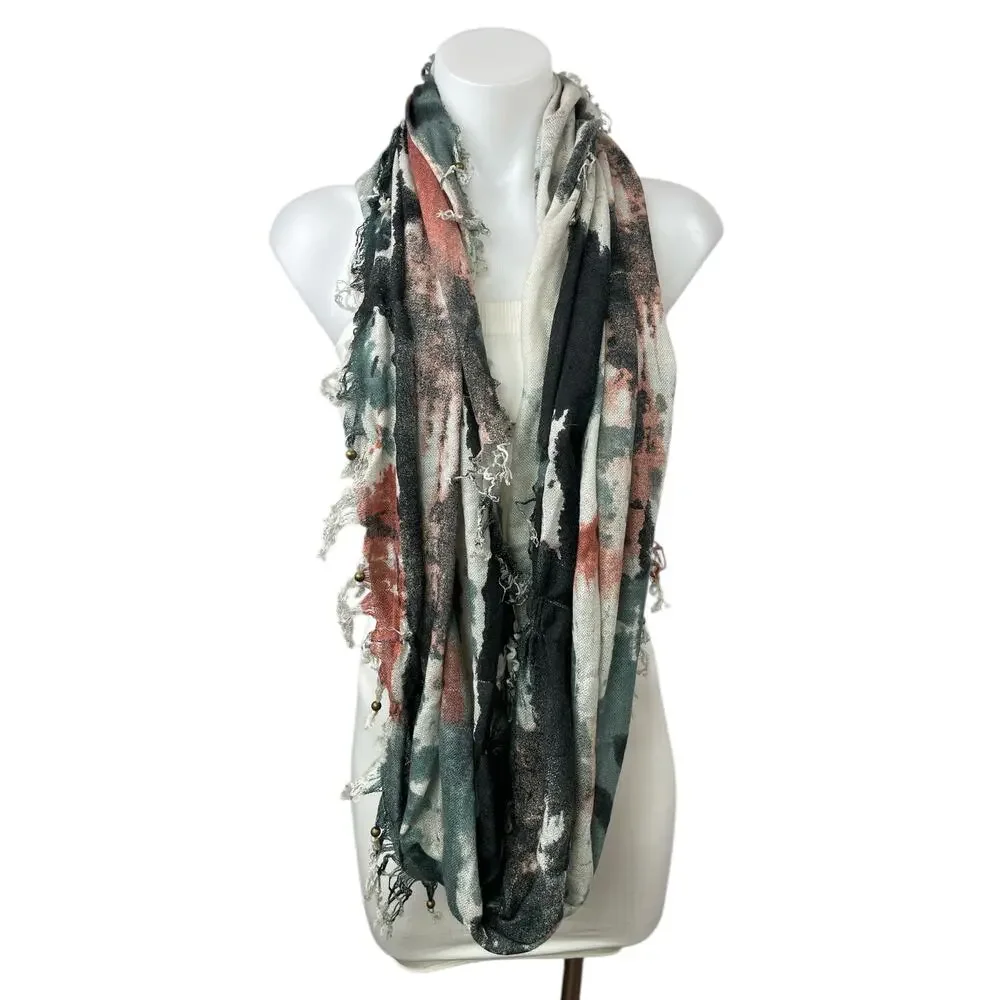 Urban Outfitters Starring at Stars Camo Fringe Spangles Infinity Neck Scarf OS